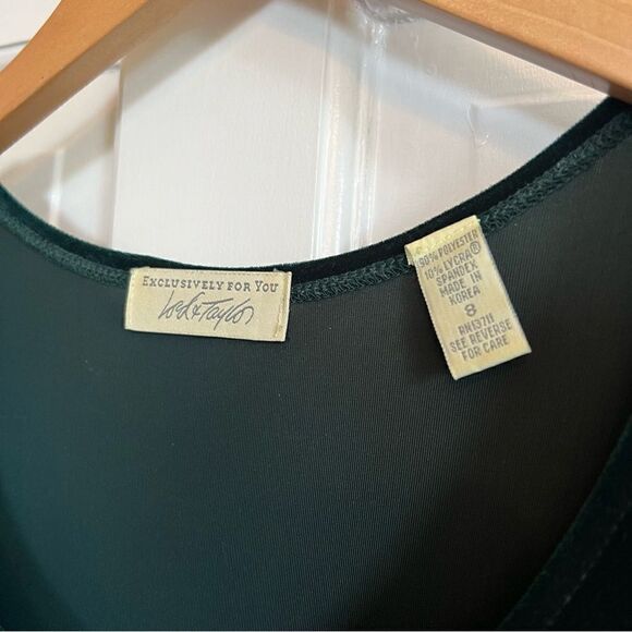 Vintage Emerald Green Velvet Long Sleeve Dress - Picture 5 of 12